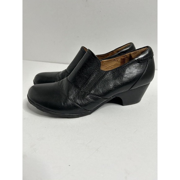 Söfft Shoes - Sofft Shoes Womens 8.5 Loafers Black Leather Slip On Heels Casual Comfort